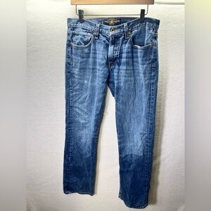 Lucky Brand 221 Original Straight Leg Jeans Mens 32/32 Blue Denim Faded 2335